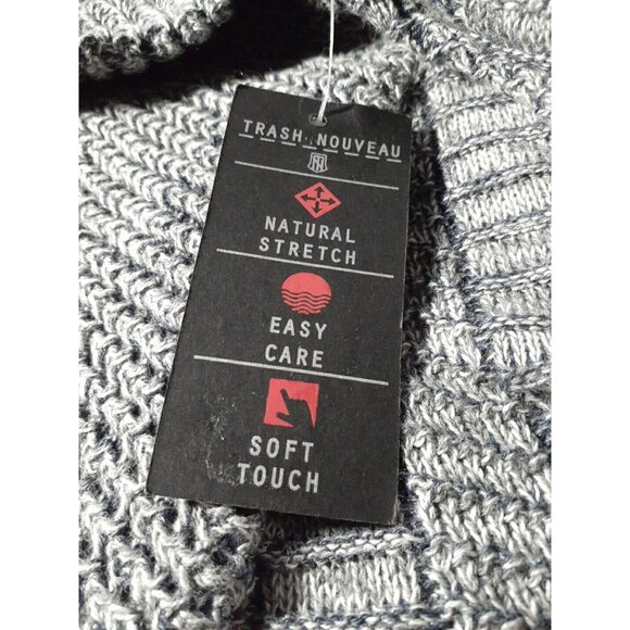 Mens Trash Nouveau Gray Burgundy Knit Metal Zip Turtle Neck Neck M Gift Idea - Picture 14 of 14